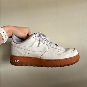 Nike Air Force 1 White and Brown Sneakers